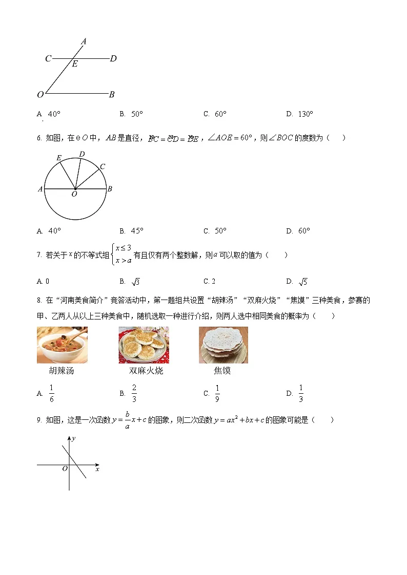 2025年河南省漯河市中考适应性数学检测卷 (原卷版+解析版)(中考模拟)第2页