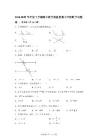 2024-2025学年湖北省黄石市七年级下学期4月期中数学试题（含答案）