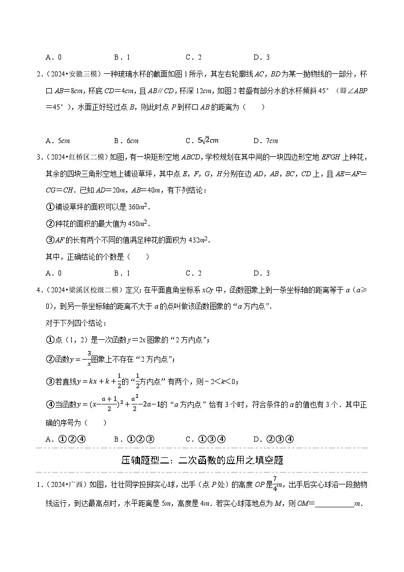 2025年中考数学压轴专题(通用版)压轴题02二次函数的应用(原卷版)第2页