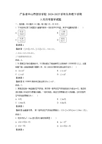 广东省中山市部分学校2024-2025学年九年级下学期3月月考数学试题（解析版）