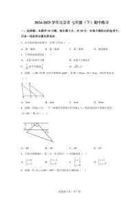 2024-2025学年北京市七年级下学期数学期中检测试题（含答案）