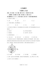 安徽省池州市青阳县4月期中七年级下学期4月期中数学检测试题(含答案)