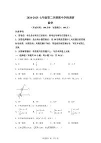 安徽省淮南市田家庵区七年级下学期4月期中考试数学检测试题(含答案)