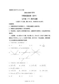 重庆市七年级下学期期中考试数学检测试题（含答案）