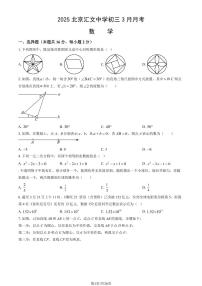 北京市汇文中学2024-2025学年第二学期九年级数学3月月考考试试卷