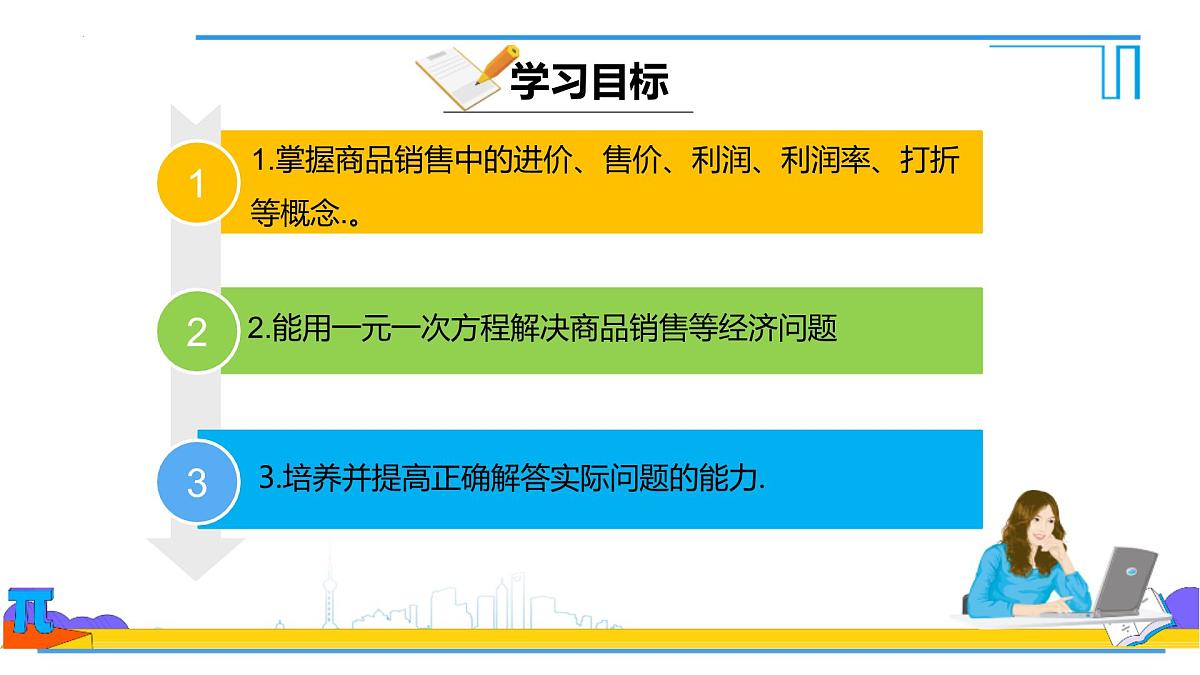 5.3实际问题与一元一次方程销售中的盈亏 课件-2024-2025学年新人教版七年级数学上册第3页