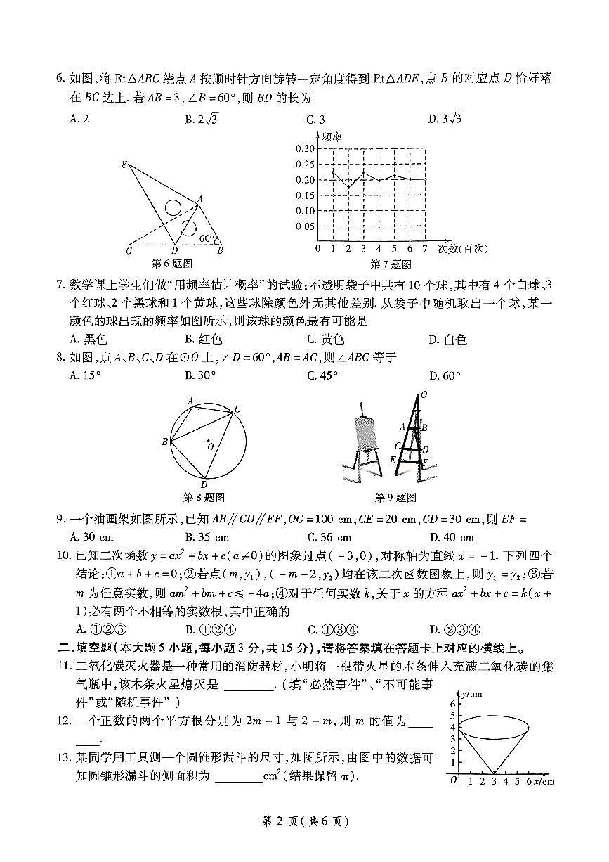 2025年广东省东莞市石碣新民学校初中学业水平考试数学冲刺卷(二)第2页