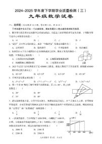 湖北省武汉市东西湖区2025年九年级中考五调数学试卷（含答案）