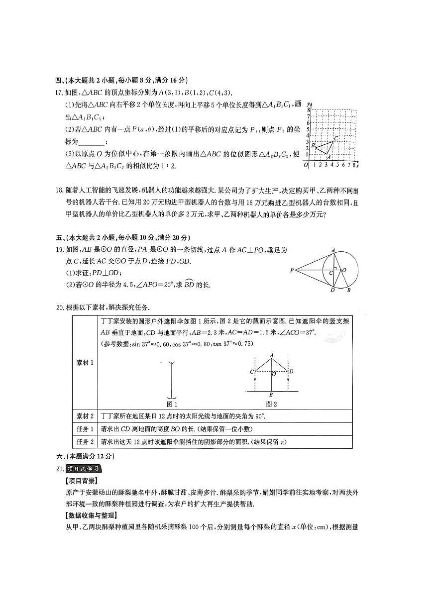 2025年安徽省阜陽市部分學(xué)校中考三模數(shù)學(xué)試卷（中考模擬）第3頁