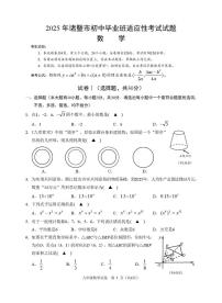 2025年浙江金华市诸暨市九年级中考二模数学试卷（含答案）