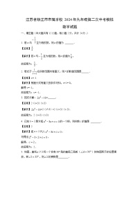 江苏省镇江市市属学校2024年九年级第二次中考模拟数学试卷（解析版）