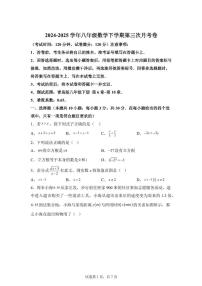 山东省青岛市2024-2025学年下学期第三次月考八年级数学试卷  含解析