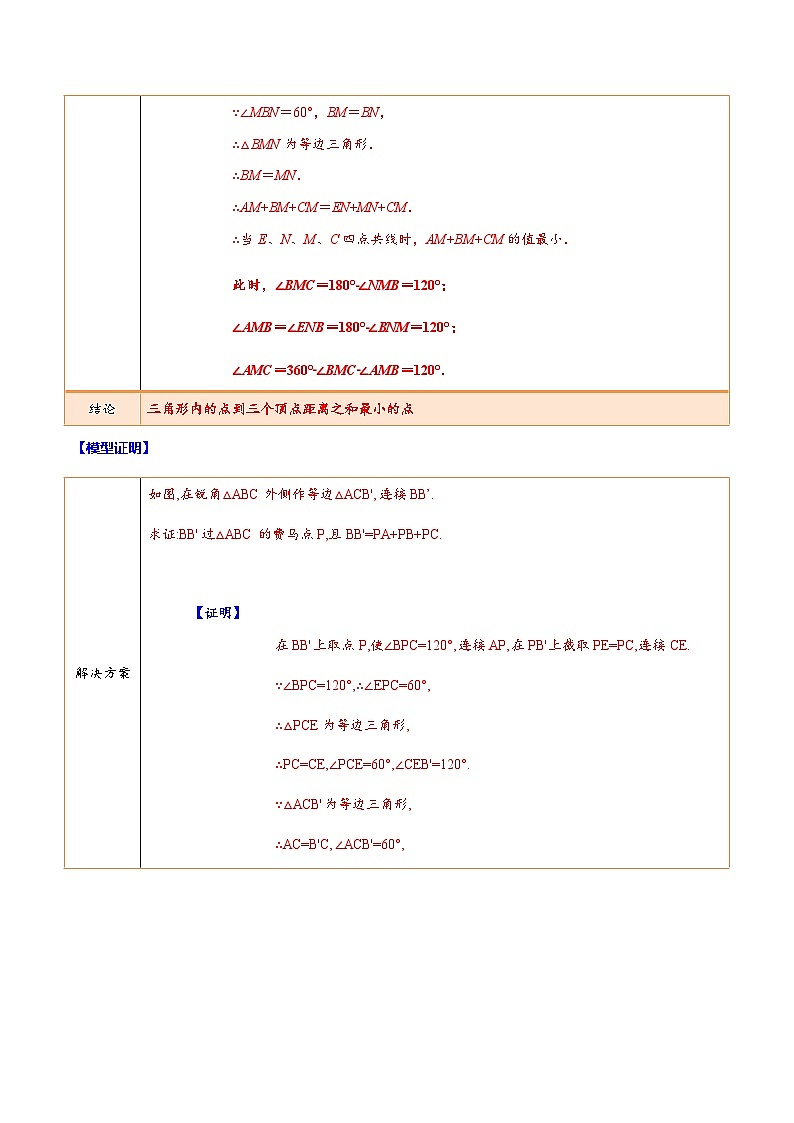 中考数学难点突破与经典模型精讲练(全国通用)专题19最值问题中的费马点模型(学生版+解析)第2页
