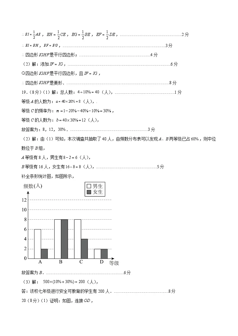 数学(武汉卷)(参考答案及评分标准)第2页