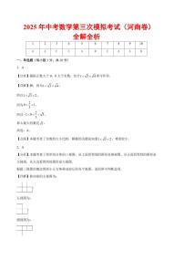 2025中考數學第三次模擬考試(河南卷)全解全析
