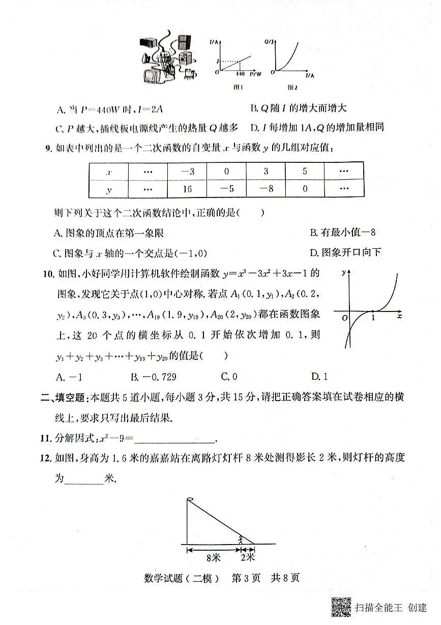 九年级数学 学习资料_数学试题(2)第3页