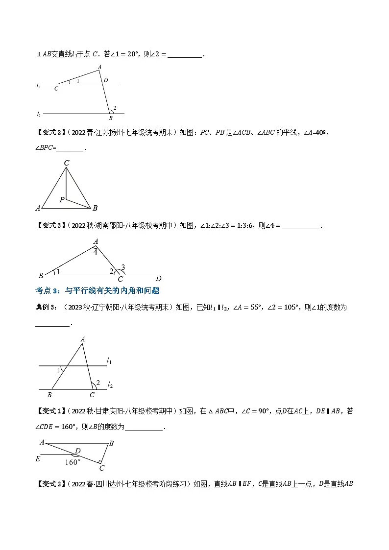 专题08 三角形有关的角(原卷版)第3页