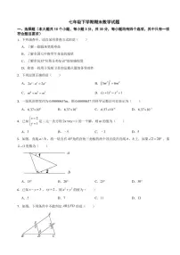 浙江省绍兴市2025年七年级下学期期末数学模拟试卷六套附参考答案
