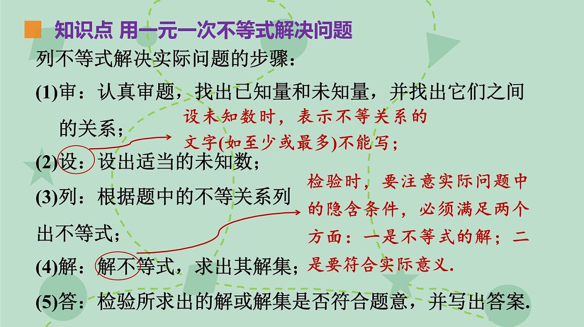 苏科版(2024)数学七年级下册 11.5 用一元一次不等式解决问题(同步系列)-课件第5页