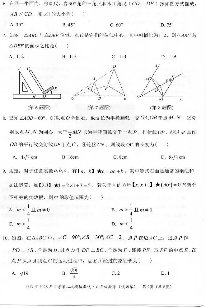 2025年湖南省永州市祁阳市中考二模数学试题(中考模拟)第2页