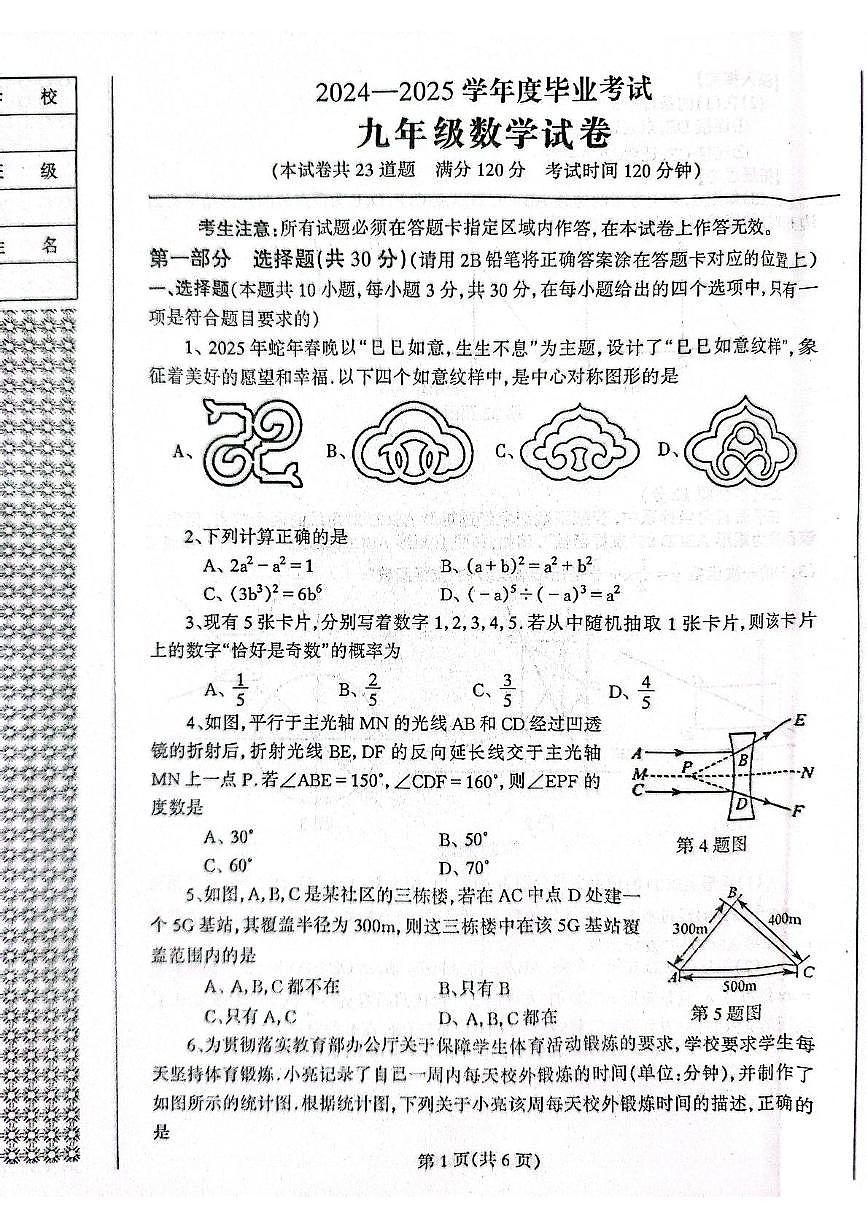 2025年辽宁省丹东市凤城市中考二模数学试题(中考模拟)第1页
