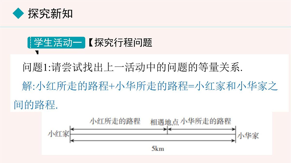 数学冀教版(2024)七年级上册 5.4.2 用一元一次方程解决行程问题与工程问题 课件第5页
