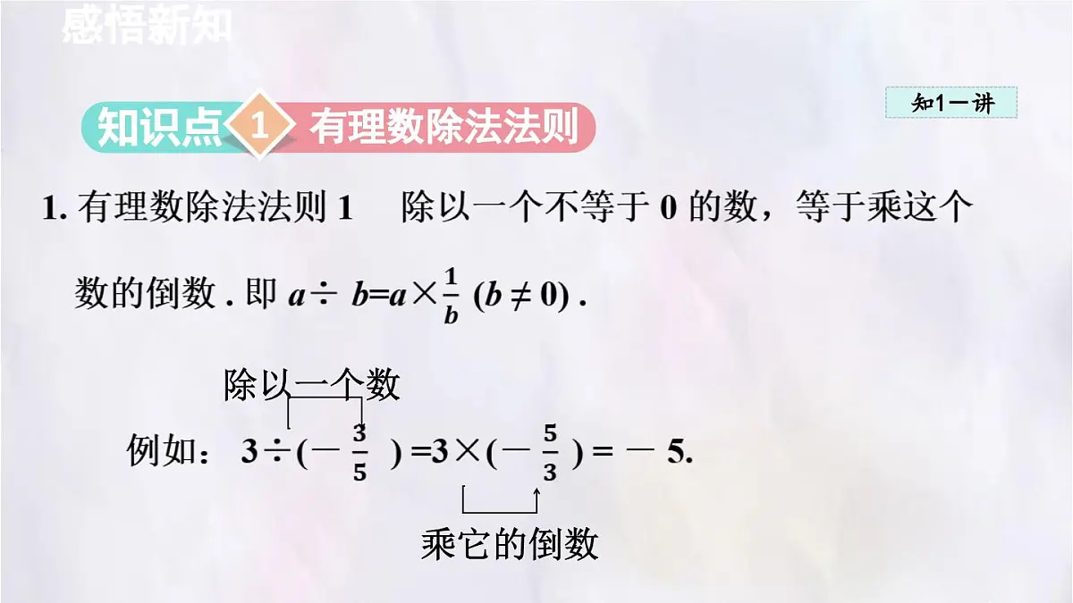 数学冀教版(2024)七年级上册 1.9 有理数的除法 课件第2页