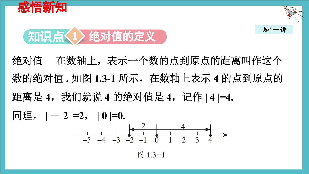 数学冀教版(2024)七年级上册 1.3 绝对值与相反数 课件第2页