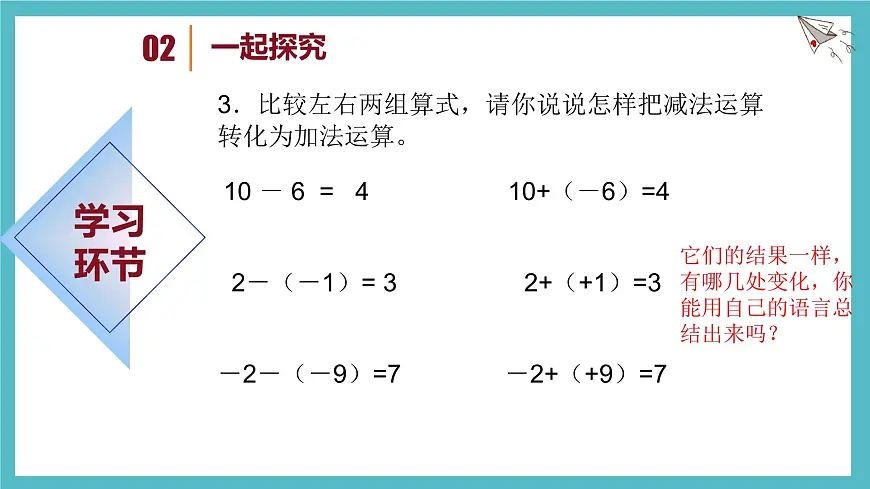 数学冀教版(2024)七年级上册 1.6有理数的减法 课件第7页