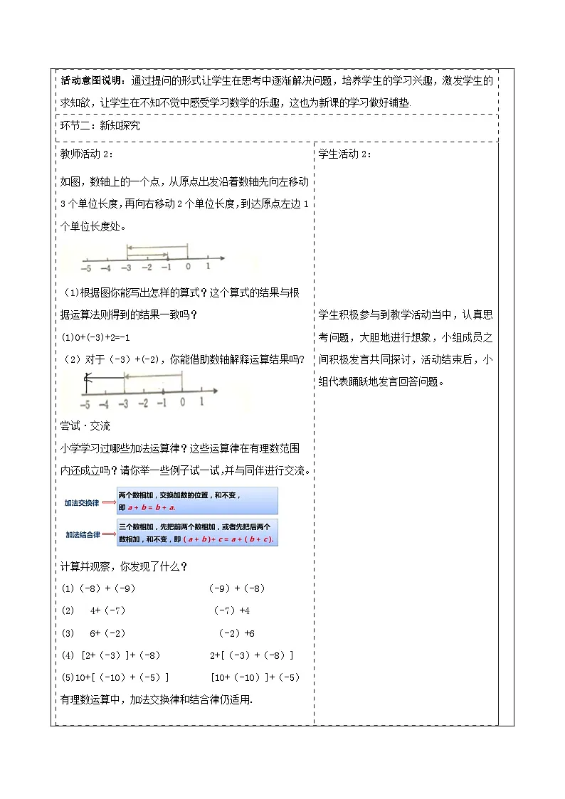 《2.2.2有理数的加减运算》教学设计第2页