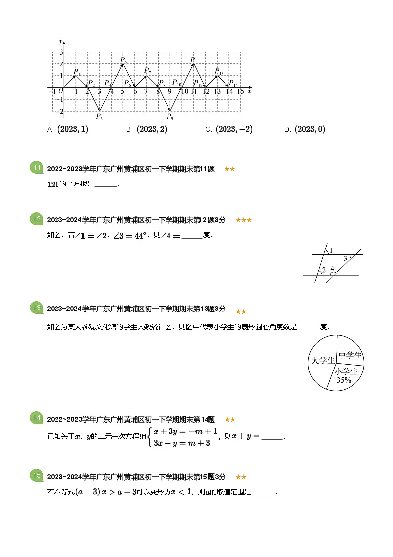 2022_2023学年广东广州黄埔区初一下学期期末数学试卷(标准版)第3页