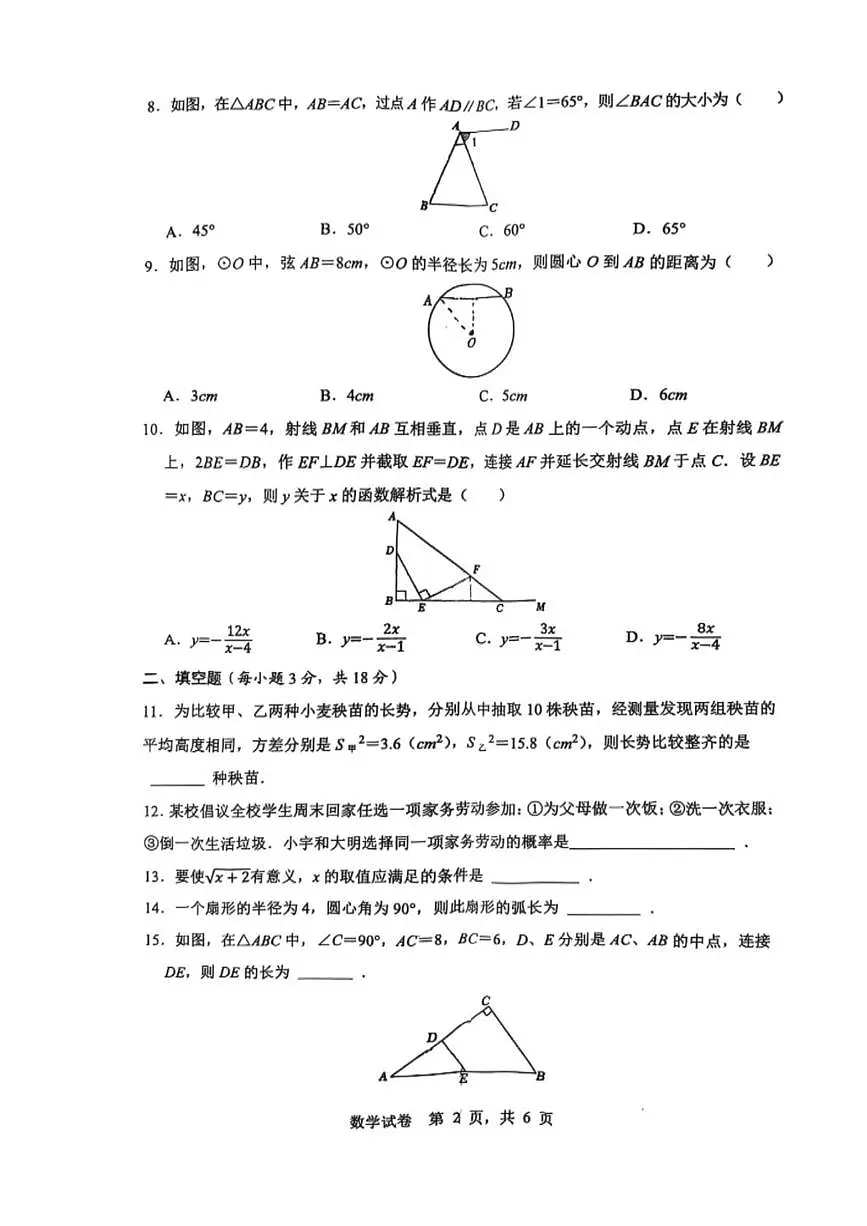 2025年湖南省长沙市长郡教育集团中考三模数学试题(中考模拟)第2页