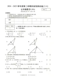 河南省南阳市方城县2024-2025学年七年级下学期第二次月考质量评估数学试卷