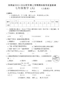 河南省新乡市2023--2024学年下学期七年级数学期末教学质量检测试卷