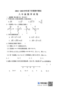 黑龙江省齐齐哈尔市依安县第三中学2024-2025学年八年级下学期5月期中数学试题