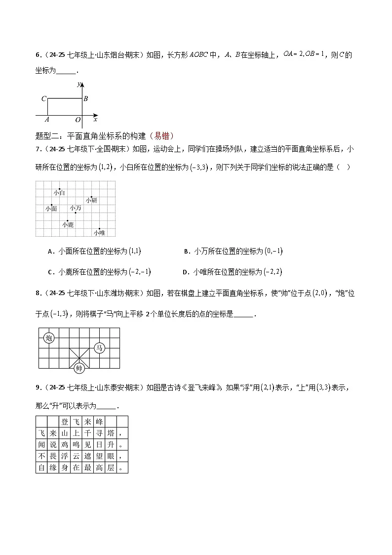 人教版2025年七年级数学下学期期末总复习(专题训练)专题03平面直角坐标系(考题猜想,8种高频易错重难点50题)(学生版)第2页