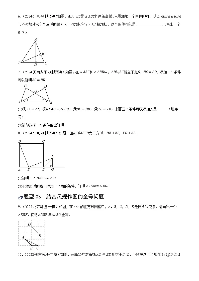 2025年中考数学专项复习第17讲 全等三角形(练习)(原卷版)第3页