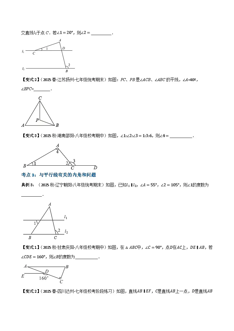 专题08 三角形有关的角新知超前(原卷版) 第3页
