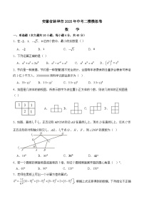 安徽省蚌埠市2025届九年级下学期中考二模数学试卷(含解析)