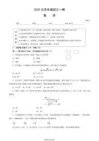 北京东城区2024-2025学年第二学期初三数学一模考试试卷（含答案）