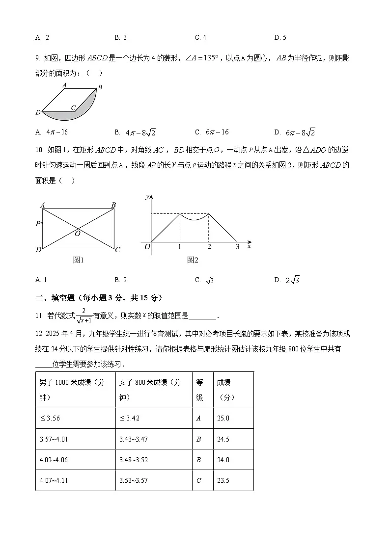 2025年河南省南阳市社旗县初中联考三模数学试题(中考模拟)第3页