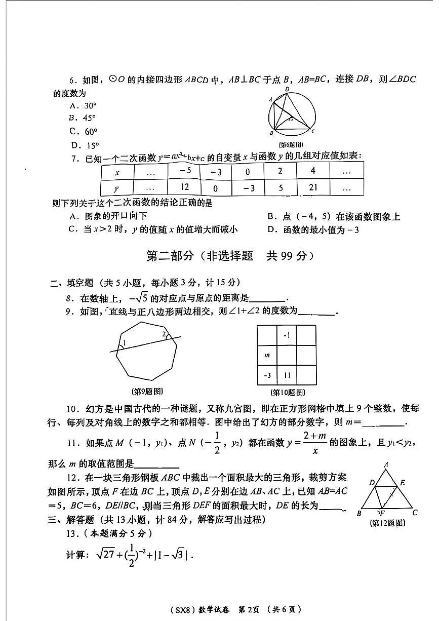 2025年陕西省西安国际港务区铁—中陆港初级中学中考十模数学试题(中考模拟)第2页