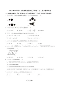 2023-2024学年深圳市福田区八年级下册期末数学试卷及答案