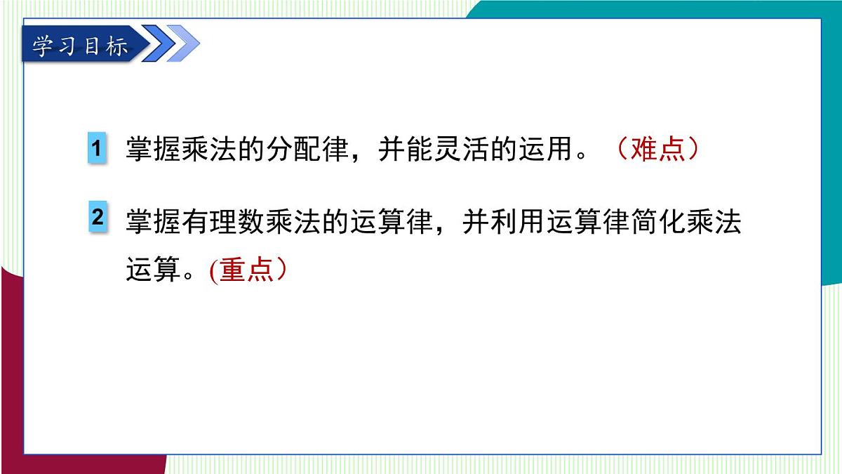 青岛版数学2024七年级上册 2.2有理数的乘法与除法-第2课时 有理数的乘法运算律 PPT课件第2页