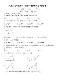 人教版七年级数学下册期末考试测试卷（含答案）