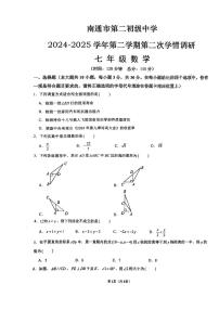 江苏省南通市第二初级中学2024-2025学年七年级下学期5月月考数学试题