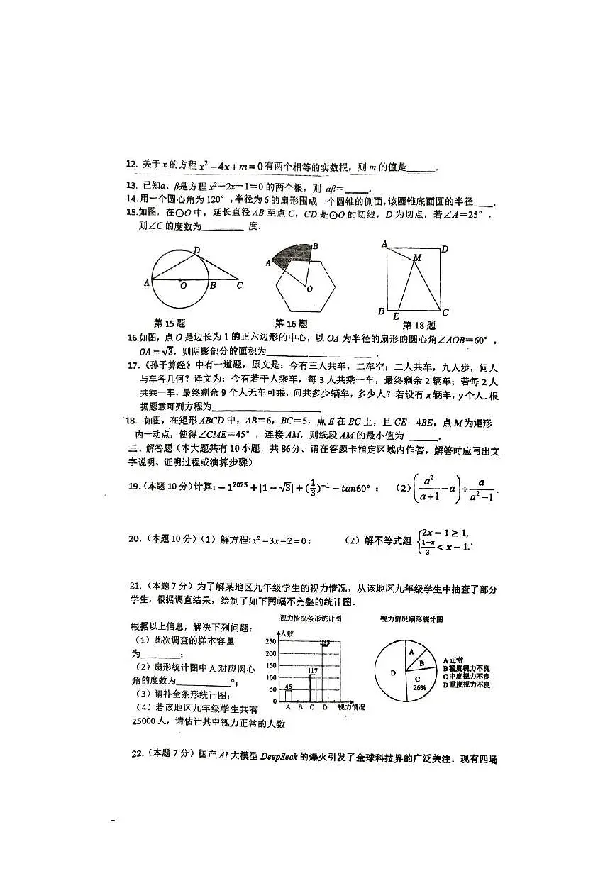 2025年江苏省徐州市沛县实验学校联盟学区中考模拟预测数学试题(中考模拟)第2页