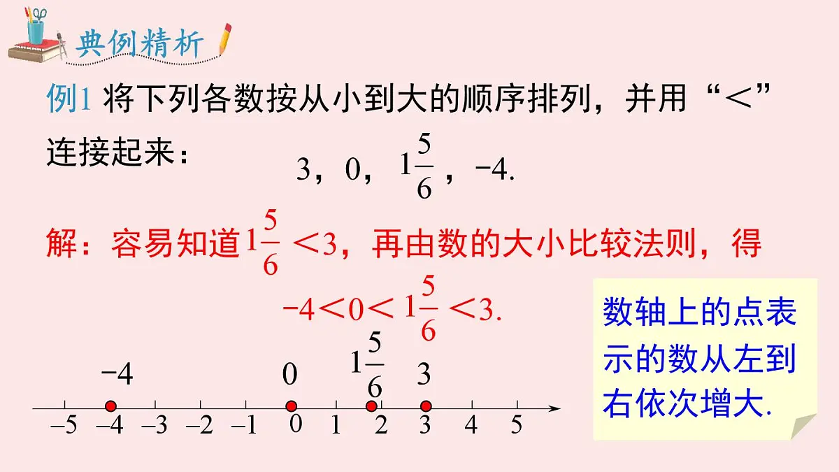 华师大版数学(2024)七年级上册 1.2.2 在数轴上比较有理数的大小 课件第7页