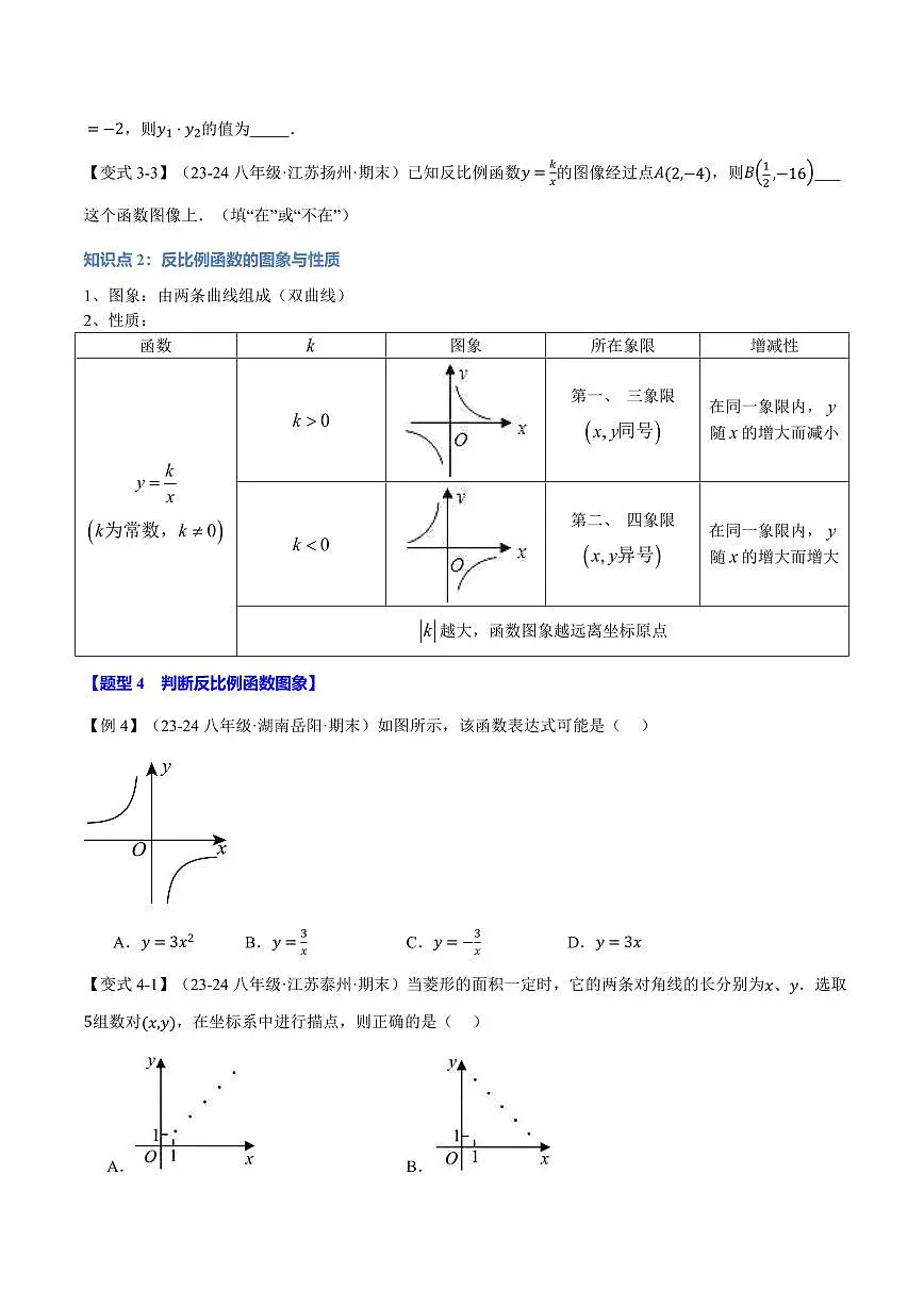 专题17.7 反比例函数的图象(十大题型)(原卷版)第3页