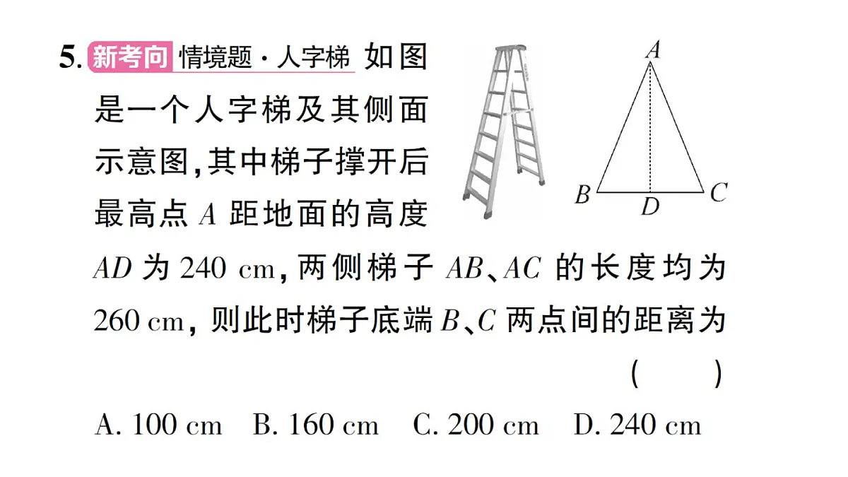 初中数学新华东师大版八年级上册13.2第1课时 勾股定理的实际应用作业课件(2025秋)第6页